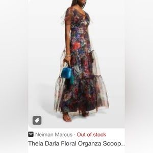 Theia Darla Floral Organza Gown Dress